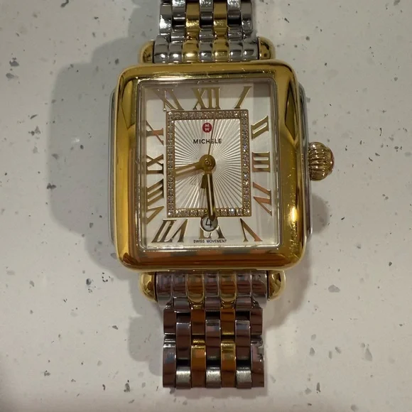 Michele Two-Tone Gold and Silver Watch - Picture 3 of 8